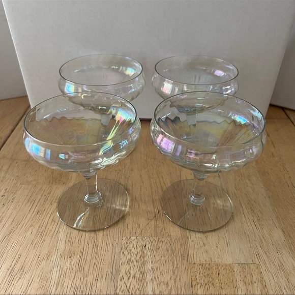 Vintage Iridescent Champagne Coupe Glasses - Picture 7 of 10